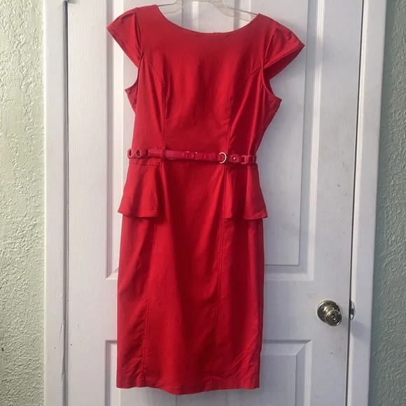 XOXO | Dresses | Coral Peplum Cap Sleeve Belted Midi Dress Semiformal Size  112 From Xoxo | Poshmark